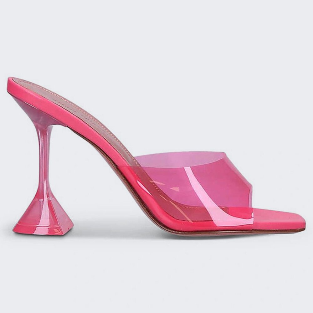 Amina Muaddi Pink PVC Slide Sandals